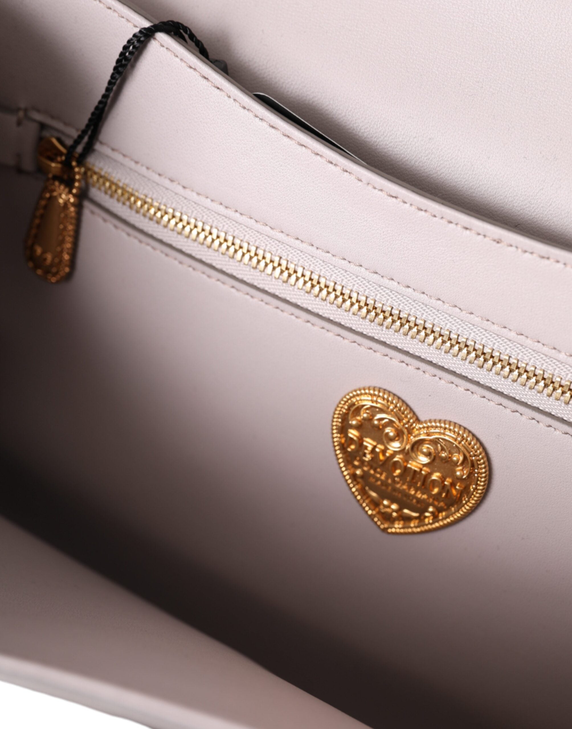 Dolce & Gabbana Açık Gri Devotion Altın Kalp Deri Omuz Çantası